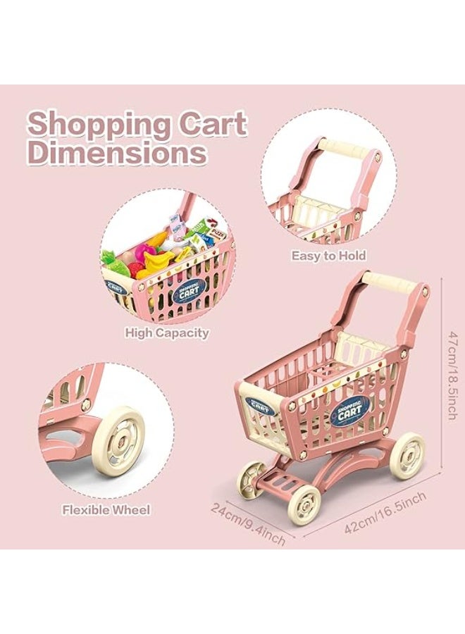 ، مجموعة ملحقات عربة التسوق مكونة من 64 قطعة، مجموعة لعب عربة تسوق كبيرة الحجم، لعبة تعليمية هدية للأطفال من عمر 3 سنوات فما فوق، بنين وبنات (متعددة الألوان) - Image 4